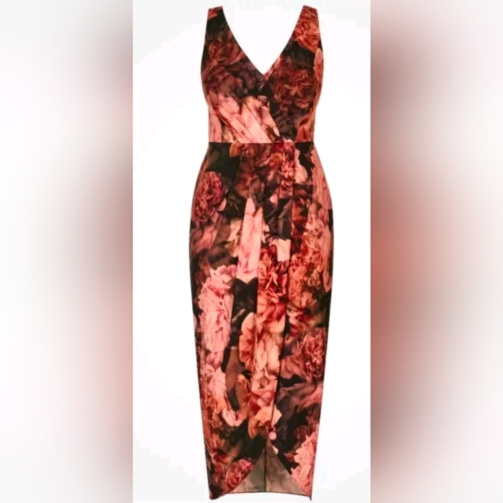 City Chic Soft Autumn Maxi Dress M 16 18 NWT